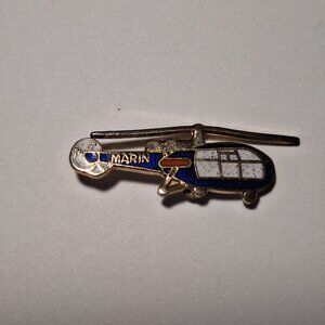 VINTAGE COLLECTIBLE FRENCH NAVAL AIR FORCE MILITARY "MARIN" HELICOPTER LAPEL PIN